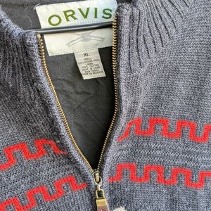 ORVIS Zip Up Aztec Wool Sweater